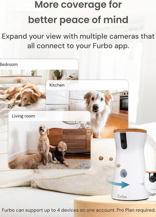 Furbo 360° Dog Camera + Mini [New Subscription Required at Setup] 2-Camera Bundle Nanny Subscription: Dog Safety & Home Security Alerts, Pet Camera with Speaker, Phone App & Night Vision