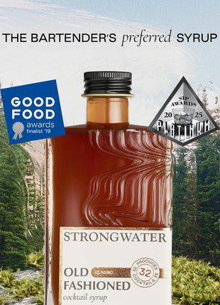 Strongwater Old Fashioned Mix - Makes 32 Cocktails - Handcrafted Old Fashioned Syrup with Bitters, Orange, Cherry, Organic Demerara Sugar - Craft Cocktail Mixer, Just Mix with Bourbon,Whiskey - 1 Pack