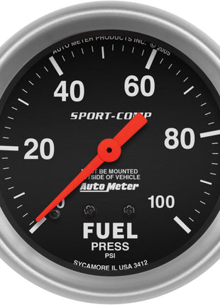 Auto Meter 3412 Sport-Comp Mechanical Fuel Pressure Gauge