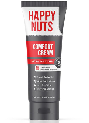 HAPPY NUTS Comfort Cream Deodorant For Men: Anti-Chafing Sweat Defense, Odor Control, Aluminum-Free Mens Deodorant & Hygiene Products for Men's Private Parts 3.4 Fl Oz (1 Pack), Original