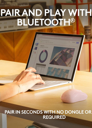 Logitech M240 Silent Bluetooth Mouse, Wireless, Compact, Portable, Smooth Tracking, 18-Month Battery, for Windows, macOS, ChromeOS, Compatible with PC, Mac, Laptop, Tablets - Rose