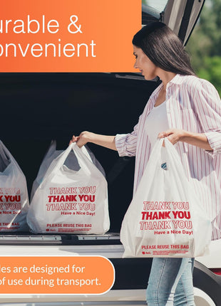 Reli. Plastic Bags Thank You (1050 Count) | White Grocery Bags Handles | Shopping (Plastic)
