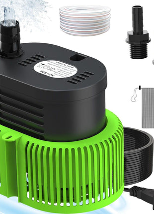 Pool Cover Pump above Ground - Submersible Water Sump Pump Swimming Water Removal Pumps, with Drainage Hose & 25 Feet Extra Long Power Cord, 850 GPH inGround, 3 Adapters