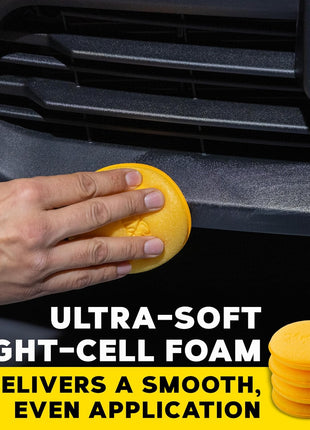 Meguiar's 4 inch Foam Applicator Pads, 4 Count - Ultra-Soft Hand Applicators with a Tight-Cell Foam Construction for a Smooth Application of Waxes, Polishes, Tire Dressing, Protectants and More, 4 Pack