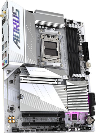 GIGABYTE B650E AORUS Elite X AX ICE AMD AM5 ATX Motherboard, Support Ryzen 9000/8000/7000 Series, DDR5, 12+2+2 Power Phase, 3X M.2, PCIe 5.0, USB-C, WIFI6E, 2.5GbE, EZ-Latch, Q-Flash, RGB Fusion