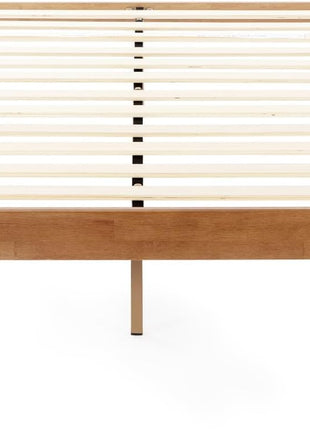 Mellow Naturalista Classic   12 Inch Solid Wood Platform Bed with Wooden Slats, No Box Spring Needed, Easy Assembly, Queen, Pine