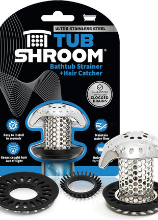 TubShroom Ultra Revolutionary Bath Tub Drain Protector Hair Catcher/Strainer/Snare Stainless Steel, Single Pack