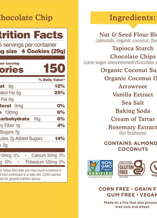 Simple Mills Almond Flour Chocolate Chip Cookies, Gluten Free and Delicious Crunchy Cookies, Organic Coconut Oil, Good for Snacks (Packaging May Vary)