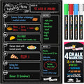 CHALKY CROWN Magnetic Dry Erase Menu Board for Fridge Includes 4 Liquid Chalk Markers - Weekly Meal Planner Blackboard, Grocery List & Notepad for Kitchen Refrigerator - Chalkboard Magnet
