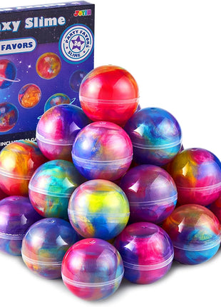 JOYIN Slime Party Favors, 36 Pack Galaxy Slime Ball- Stretchy, Non-Sticky, Mess-Free, Stress Relief, and Safe - Toys for Girls and Boys - Easter, Classroom Reward, Party Supplies, Valentines