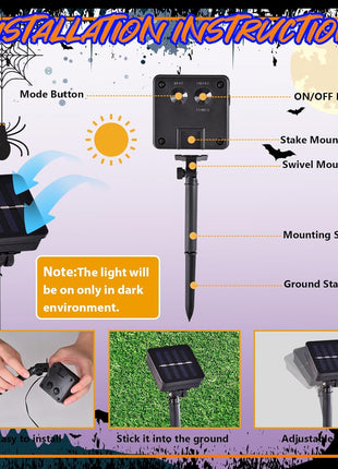 Halloween Lighted Garden Flag for Outside, Led Solar Yard Flag 8 Modes Witch Feet Shape Flag, 12x18 Double Sided Cauldron Eyeball Black Cat Decorations for Home Porch