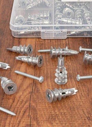 Metal Self Drilling Drywall Anchors, 116PCs Shatter-Resistant Wall Anchors and Screws Kit, 58 Heavy Duty Sheetrock Anchors + 58#6 x 1-1/4'' Screws, Zinc Hollow Dry Wall Anchors 50LB Hanging