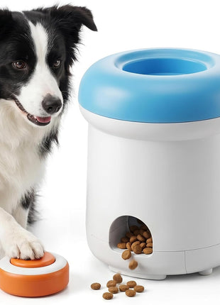 Automatic Dog Treat Dispenser, Button-Activated Interactive Dog Toy | Dog Puzzle Feeder for Mental Stimulation, Positive Reinforcement Training & Slow Feeding, USB Rechargeable