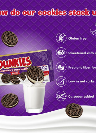 ChocZero Keto Chocolate Sandwich Cookies with Creme - Low Sugar Gluten Free Dunkies (1 Box, 9oz)