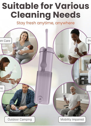 Portable Bidet - 250ml Rechargeable Electric Handheld Bidet with 5 Adjustable Spray Modes, 8 Replaceable Nozzles for Peri Bottle for Travel, Perineal, Postpartum & Post-Surgery Care (Purple)