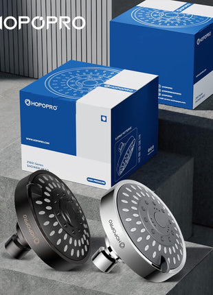 HOPOPRO 5-Mode High Pressure Shower Head - The Washington Post, NBC News, Today TV Show Recommended - High Flow Fixed Showerheads (4 Inch Chrome)