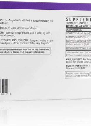 Biote Nutraceuticals - Multi-Strain PROBIOTIC 20B - Gut + Digestive (30 Capsules) (Pack of 2)