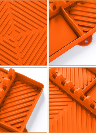 Silicone Tools Mat for Griddle Kitchen Cooking Baking Countertop-Side Shelf Spatula Mat with Drip Pad for Blackstone Weber Traeger Pit Boss Flat Top Grill Smoker- BBQ Accessories Gifts for Men(Orange)