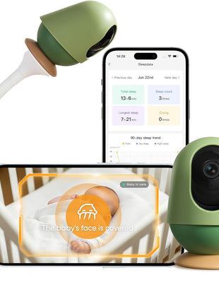Monai Smart WiFi Baby Monitor - 3K HD Baby Camera with 7 AI Features, Pan-Tilt, 6X Zoom & Eye-Safe 950nm Night Vision, Instant Alerts for Cry/Sound/Sleep/Face, Local Storage, No Monthly Fee