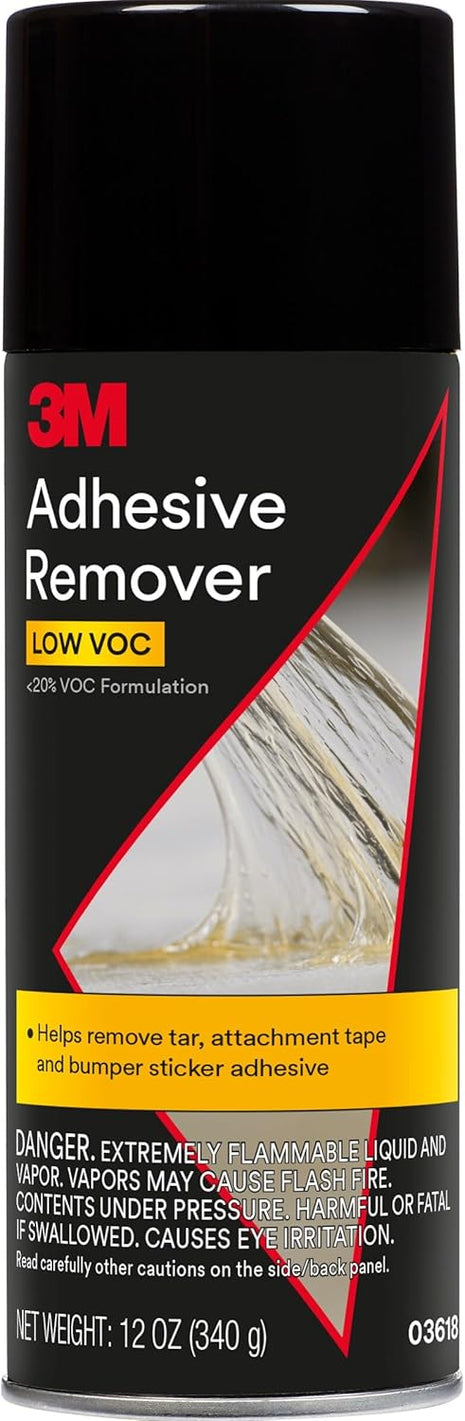 3M Adhesive Remover, 12 oz., Quickly Remove Adhesive, Attachment Tape, Tar, Wax & Adhesive Residue, Low VOC <20%, No Residue Left Behind, Easy-to-Use Formula, Also Works on Glass & Vinyl (03618VOC20)