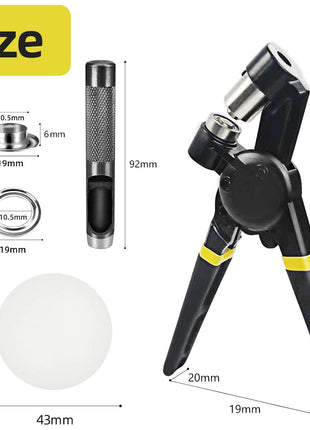 HAPDEN Grommet Tool Kit, 3/8 inch Handheld Eyelet Kit Manual Grommet Press Machine with 500 pcs 10 mm Grommets