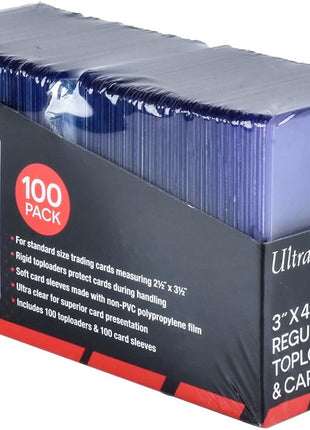 Ultra PRO 3 inch x 4 inch Clear Regular TopLoaders For Cards With Card Sleeves Bundle Standard Size 100ct Trading Baseball Toploader Card Sleeve Protectors