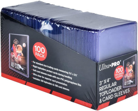 Ultra PRO 3 inch x 4 inch Clear Regular TopLoaders For Cards With Card Sleeves Bundle Standard Size 100ct Trading Baseball Toploader Card Sleeve Protectors