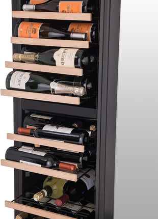 NewAir Shadow Series Wine Cooler Refrigerator 56 Bottles Dual Temperature Zones, Freestanding Mirrored Wine and Beverage Fridge with Double-Layer Tempered Glass Door & Compressor Cooling for Wine