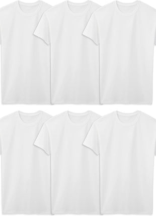 Fruit of the Loom Men's Stay Tucked Crew T-Shirt - Large - White (Pack of 6)