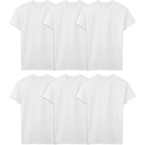 Fruit of the Loom Men's Stay Tucked Crew T-Shirt - Large - White (Pack of 6)