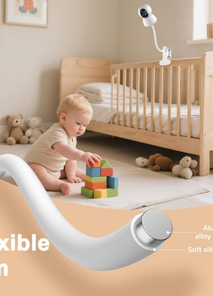Baby Monitor Mount - Universal Adjustable Monitor Flex Stand for Hello Baby, Nanit Pro, Infant Optics, VTech & Most Baby Monitors - Detachable Arm Camera Clip Mount with Cute Stickers for Crib