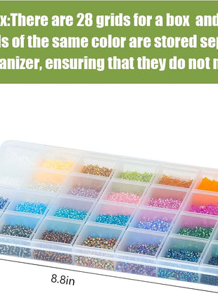 Ybxjges 24000Pcs 2mm Glass Seed Beads Kit, with 28 Colors Small Beads Kit for Girls,Women and Adults,Bracelets, Necklaces,Earring,Jewelry Making Supplies