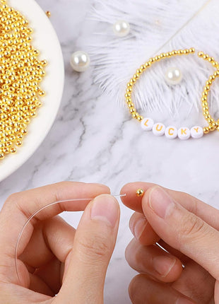 DECYOOL 1200Pcs 4mm Smooth Round Beads Gold Spacer Loose Ball Beads for Bracelet Jewelry Making Craft