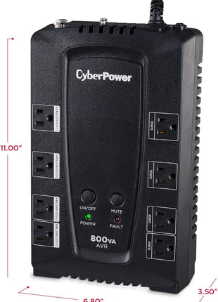 CyberPower CP800AVR AVR UPS Battery Backup and Surge Protector, 800VA/450W, 8 Outlets, Compact, UL Certified