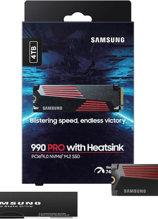 Samsung 990 PRO SSD 4TB PCIe 4.0 M.2 2280 Internal Solid State Hard Drive, Seq. Read Speeds Up to 7,450 MB/s for High End Computing, Gaming, and Heavy Duty Workstations, MZ-V9P4T0B/AM