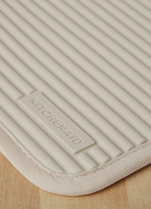 KitchenAid Ribbed Soft Silicone Pot Holder 2 Pack Set, Milkshake Tan, 7 inchx9 inch