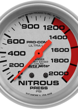 Auto Meter 4428 Ultra-Lite Mechanical Nitrous Pressure Gauge,2.625 in.