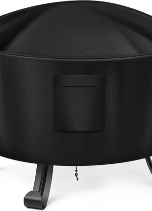 WLEAFJ Fire Pit Cover - Round, 22-34 Inch, Heavy Duty Oxford Fabric, Waterproof