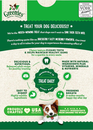 Greenies Veterinarian-Recommended Adult Natural Dental Dog Treats Petite Size, Dog Dental Chews, Original Flavor, 36 oz. Pack, 60 Count