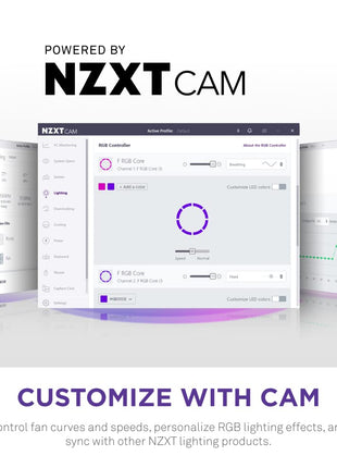 NZXT F120 RGB Core - 120mm Hub-Mounted RGB PC Case Fan - Black | 120mm RGB fan with 8 addressable LEDs and semi-transparent blades. Quiet cooling with CAM-synced lighting.