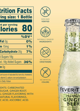 Fever-Tree Ginger Beer – Premium Mixer for Cocktails and Mocktails, 6.8 fl oz Bottles, Pack of 24 – Naturally Sourced, Non-GMO
