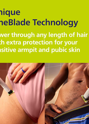 Philips Norelco OneBlade Intimate, Designed for Pubic Grooming, Trim & Shave with Extra Skin Protection, Waterproof, Model QP1924/70