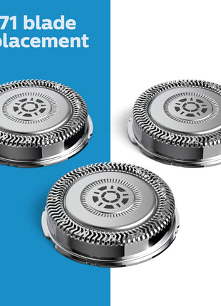 Philips Norelco Genuine Replacement Heads, 3 Count | 45 Self Sharpening SteelPrecision blades, Compatible with Series 5000 & 7000, SH71/52