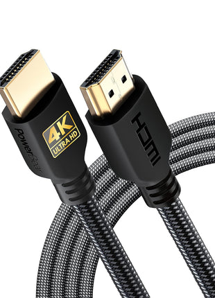 PowerBear 4K HDMI Cable 10 ft | High Speed Hdmi Cables, Braided Nylon & Gold Connectors, 4K @ 60Hz, Ultra HD, 2K, 1080P, ARC & CL3 Rated | for Laptop, Monitor, PS5, PS4, Xbox One, Fire TV, & More
