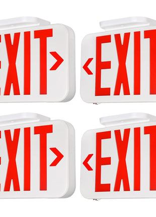 TORCHSTAR LED Exit Sign, Emergency Exit Light with Battery Backup, Double Face, UL 924, AC 120/277V, Damp Location, Hardwired Red Letter Exit Lights for Business Indoor, Pack of 4