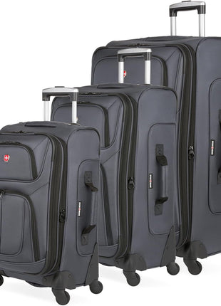 SWISSGEAR Sion Carry-On Spinner Luggage, Softside Expandable, Lightweight Suitcase, Black, 22.75-Inch
