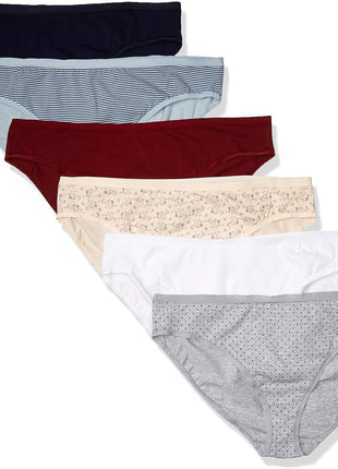 Amazon Essentials Women's Breathable Cotton Bikini Brief Underwear with Full Coverage, Multipacks