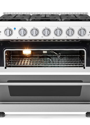 36 Inch Freestanding Dual Fuel Range Oven Stove, 6.0 Cu. Ft True Convection and Self Clean, Cooktop 6 Sealed Gas Burners, Stainless Steel
