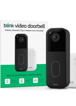 Blink Video Doorbell – Head-to-toe HD view, two-year battery life, and simple setup. Sync Module Core included – System (Black)