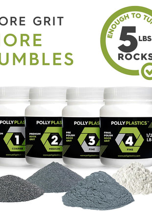 Polly Plastics Rock Tumbler Grit and Polish Refill & Ceramic Tumbling Filler Media - Silicone Carbide Polisher Grit - Rock Polish Supplies & Accessories